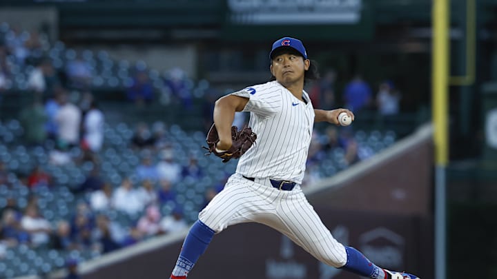 Chicago Cubs starting pitcher Shota Imanaga (18) delivers a pitch against the Pittsburgh Pirates during the first inning at Wrigley Field on Sept 4.