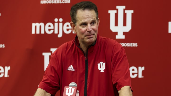 Indiana coach Curt Cignetti, seen here during a fall camp press conference, spoke to the media on Monday about Saturday's opponent, Florida International.