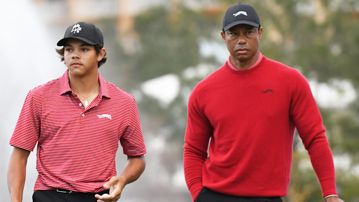 Tiger Woods and Charlie Woods represented Sun Day Red at the 2024 PNC Championship. Tiger Woods and Charlie Woods represented Sun Day Red at the 2024 PNC Championship.