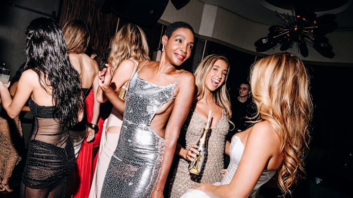 Katie Austin sips Le Chemin du Roi before dancing on stage Katie Austin sips Le Chemin du Roi before dancing on stage