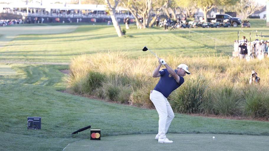 Lee Westwood hits his driver on the 18th hole during the final round of the 2021 Arnold Palmer Invitational.