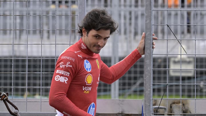 Jun 7, 2024; Montreal, Quebec, CAN; Ferrari driver driver Carlos Sainz (ESP) in the pit lane during the practice session at Circuit Gilles Villeneuve. Mandatory Credit: Eric Bolte-USA TODAY Sports