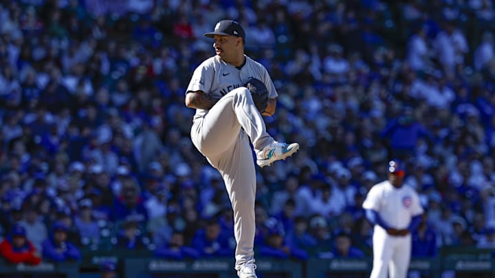 New York Yankees relief pitcher Nestor Cortes (65) delivers a pitch against the Chicago Cubs during the eight inning at Wrigley Field on Sept 7.