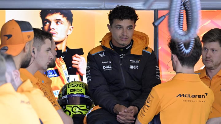 Jun 7, 2024; Montreal, Quebec, CAN; McLaren driver driver Lando Norris (GBR) in the pit lane during the practice session at Circuit Gilles Villeneuve. Mandatory Credit: Eric Bolte-USA TODAY Sports