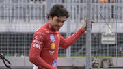 Jun 7, 2024; Montreal, Quebec, CAN; Ferrari driver driver Carlos Sainz (ESP) in the pit lane during the practice session at Circuit Gilles Villeneuve. Mandatory Credit: Eric Bolte-USA TODAY Sports