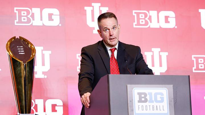 Jul 30, 2026; Chicago, IL, USA; Indiana Football head coach Curt Cignetti speaks during Big Ten Media Days at Hilton Chicago. Mandatory Credit: Kamil Krzaczynski-Imagn Images