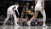 Mar 7, 2025; Kansas City, MO, USA; Colorado Buffaloes forward Jade Masogayo (14) holds the ball against the TCU Horned Frogs during the third quarter at T-Mobile Center.