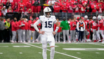 Penn State Nittany Lions quarterback Drew Allar (15) 