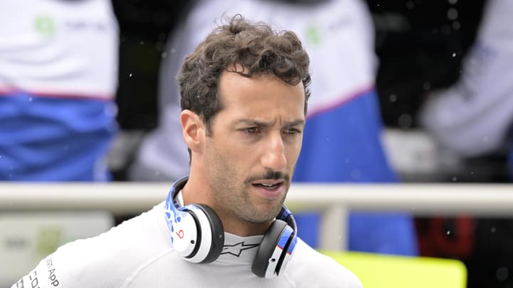 Jun 7, 2024; Montreal, Quebec, CAN; RB driver driver Daniel Ricciardo (AUS) in the pit lane during the practice session at Circuit Gilles Villeneuve. Mandatory Credit: Eric Bolte-USA TODAY Sports