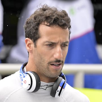 Jun 7, 2024; Montreal, Quebec, CAN; RB driver driver Daniel Ricciardo (AUS) in the pit lane during the practice session at Circuit Gilles Villeneuve. Mandatory Credit: Eric Bolte-Imagn Images