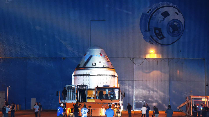 Boeing CST-100 Starliner Spacecraft rolls out in preparation for launch