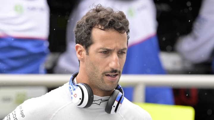 Jun 7, 2024; Montreal, Quebec, CAN; RB driver driver Daniel Ricciardo (AUS) in the pit lane during the practice session at Circuit Gilles Villeneuve. Mandatory Credit: Eric Bolte-USA TODAY Sports