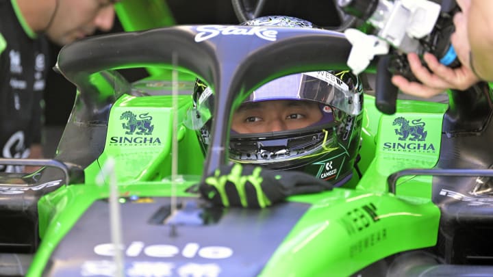 Jun 8, 2024; Montreal, Quebec, CAN; Stake driver Zhou Guanyu (CHN) in the pit lane at Circuit Gilles Villeneuve. Mandatory Credit: Eric Bolte-USA TODAY Sports