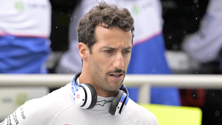 Jun 7, 2024; Montreal, Quebec, CAN; RB driver driver Daniel Ricciardo (AUS) in the pit lane during the practice session at Circuit Gilles Villeneuve. Mandatory Credit: Eric Bolte-USA TODAY Sports