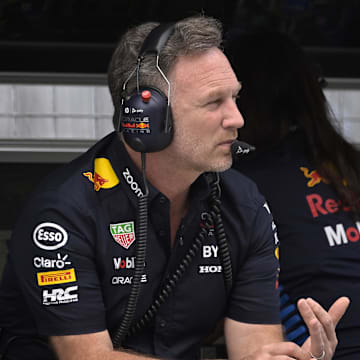 Jun 8, 2024; Montreal, Quebec, CAN; Red Bull Racing CEO and team principal Christian Horner in the pit lane at Circuit Gilles Villeneuve. Mandatory Credit: Eric Bolte-Imagn Images