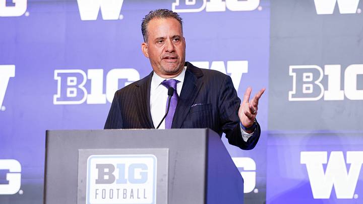 Jul 30, 2026; Chicago, IL, USA; Washington Football head coach Jedd Fisch speaks during Big Ten Media Days at Hilton Chicago. Mandatory Credit: Kamil Krzaczynski-Imagn Images
