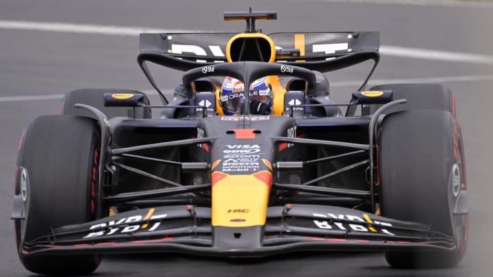 Jun 8, 2024; Montreal, Quebec, CAN; Red Bull Racing driver Max Verstappen (NED) races during qualifying at Circuit Gilles Villeneuve. Mandatory Credit: Eric Bolte-USA TODAY Sports