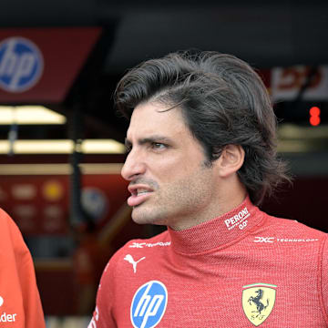 Jun 7, 2024; Montreal, Quebec, CAN; Ferrari driver Carlos Sainz (ESP) in the pit lane during the practice session at Circuit Gilles Villeneuve. Mandatory Credit: Eric Bolte-Imagn Images