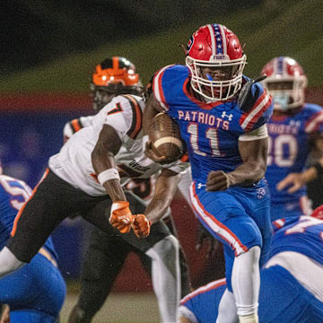 Pace Patriot Ben Tyner runs down field during the Region 1-6A playoff game against Oviedo at Pace High School Friday, Nov. 15, 2024. Pace beat Oviedo 49-21.