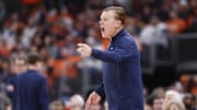 Nov 19, 2025; Chicago, Illinois, USA; Illinois Fighting Illini head coach Brad Underwood yells to his team during the second half at United Center. Mandatory Credit: Kamil Krzaczynski-Imagn Images