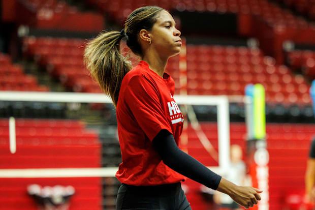 Nebraska volleyball outside hitter Skyler Pierce at practice ahead of the 2025 season.