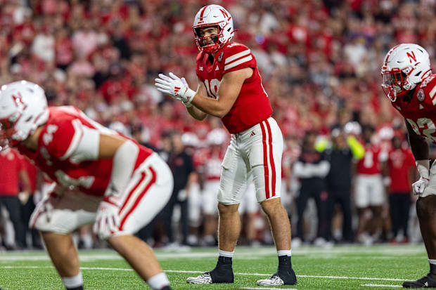  Nebraska quarterback Heinrich Haarberg enters the game and prepares to take a snap against Northern Iowa.