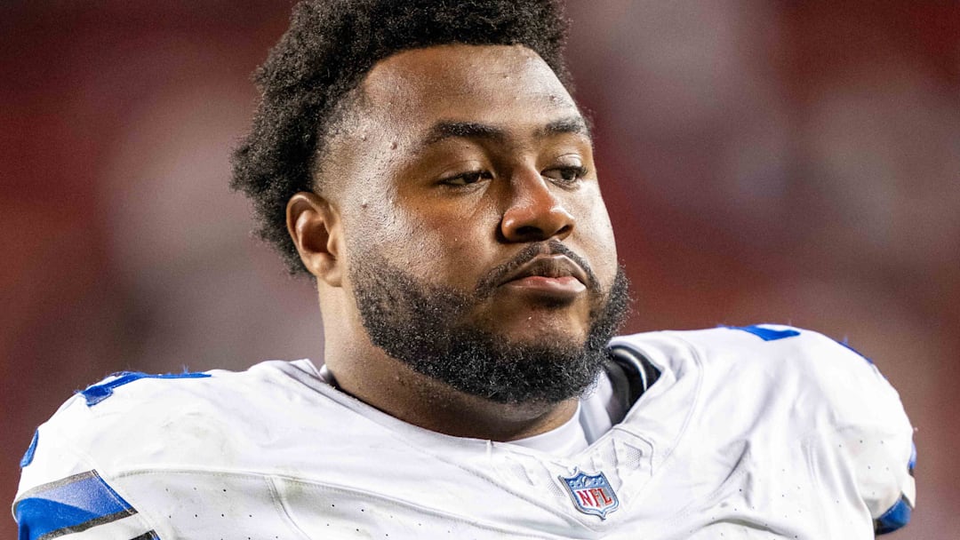 Former Dallas Cowboys guard Chuma Edoga (71) after the game against the San Francisco 49ers at Levi's Stadium.