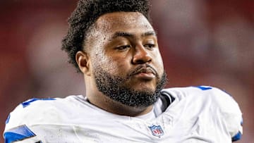 Former Dallas Cowboys guard Chuma Edoga (71) after the game against the San Francisco 49ers at Levi's Stadium.