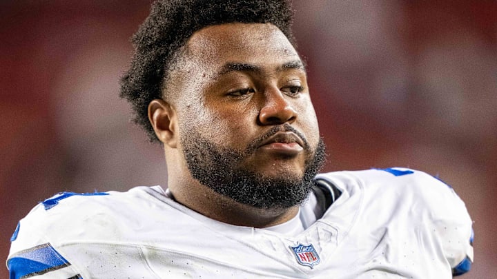 Former Dallas Cowboys guard Chuma Edoga (71) after the game against the San Francisco 49ers at Levi's Stadium.