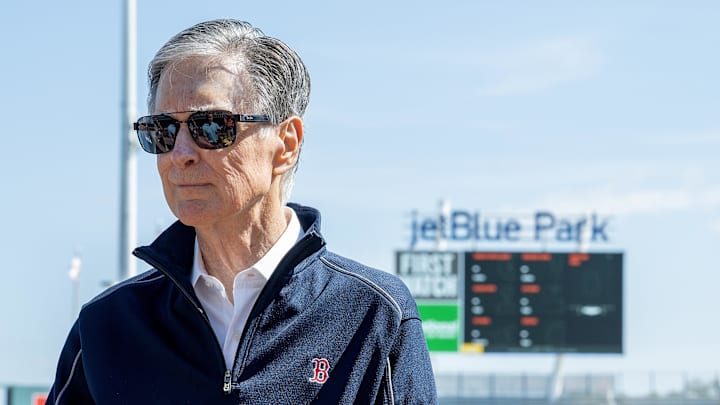Feb 17, 2025; Lee County, FL, USA;  Boston Red Sox owner John W. Henry attends spring training at Jet Blue Park at Fenway South. Photo Credit: Chris Tilley-Imagn Images