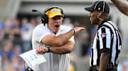 Sep 14, 2024; Pittsburgh, Pennsylvania, USA; Pittsburgh Panthers head coach Pat Narduzzi reacts during the fourth quarter against the West Virginia Mountaineers at Acrisure Stadium. Mandatory Credit: Barry Reeger-Image Images