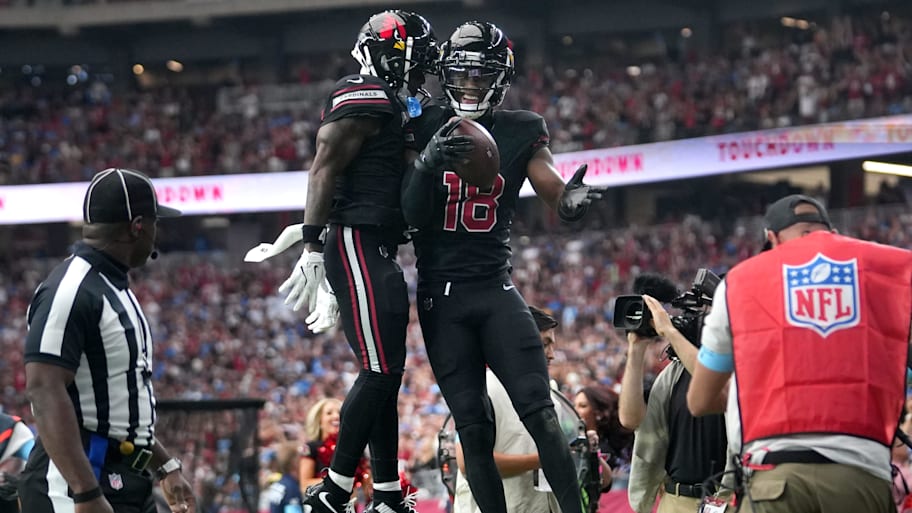 Harrison Jr. and Greg Dortch celebrate a touchdown. | Joe Rondone/The Republic / USA TODAY NETWORK via Imagn Images