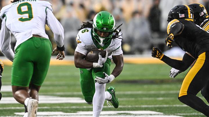 Noah Whittington and the Oregon running game piled up more yards than any Iowa opponent since Minnesota in 2022, 261 yards on a day the Ducks were playing without four of their best receivers and a starting right tackle.
