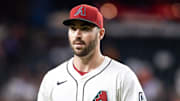 Sep 16, 2025; Phoenix, Arizona, USA; Arizona Diamondbacks pitcher John Curtiss against the San Francisco Giants at Chase Field. Mandatory Credit: Mark J. Rebilas-Imagn Images