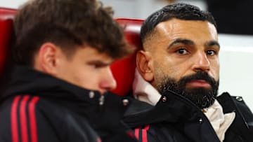 Mohamed Salah (right) was an unused substitute in Liverpool’s 3–3 draw against Leeds United.