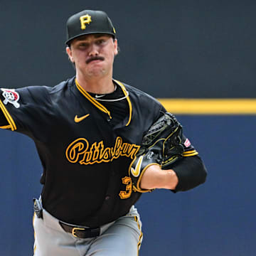 Pittsburgh Pirates starting pitcher Paul Skenes (30) pitches in the first inning against the Milwaukee Brewers at American Family Field. 