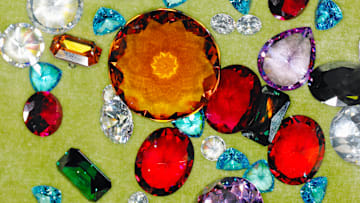 An assortment of gemstones.