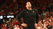 Feb 25, 2023; Lincoln, Nebraska, USA;  Minnesota Golden Gophers head coach Ben Johnson during the game against the Nebraska Cornhuskers in the second half at Pinnacle Bank Arena. Mandatory Credit: Steven Branscombe-Imagn Images