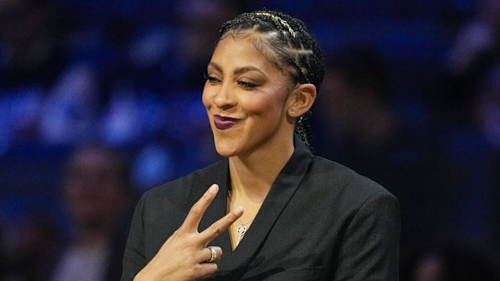 Candace’s Rising Stars general manager Candace Parker looks on during the 2025 NBA All-Star Game.