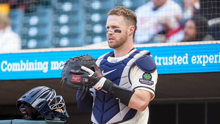 Apr 30, 2026; Minneapolis, Minnesota, USA; Minnesota Twins catcher Ryan Jeffers (27) prepares to take the field before the game between the Minnesota Twins and Toronto Blue Jays at Target Field. Mandatory Credit: Matt Blewett-Imagn Images