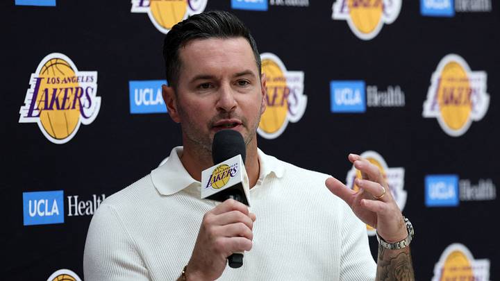 Sep 24, 2026; Los Angeles, CA, USA;  Los Angeles Lakers head coach JJ Redick speaks to the media during a press conference at UCLA Health Training Center. Mandatory Credit: Kiyoshi Mio-Imagn Images