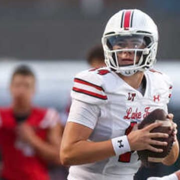 Luke McBride threw for 469 yards and five touchdowns on Friday to help Lake Travis beat Round Rock in 6A-Division I playoffs.