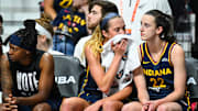 Caitlin Clark and Lexi Hull on the bench late in the Fever’s Game 1 loss. 