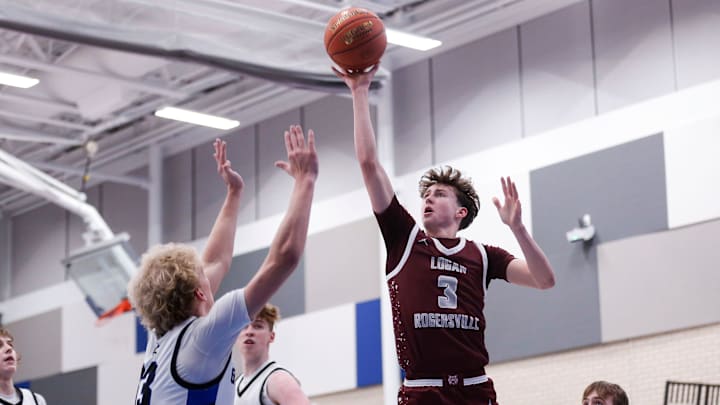 Logan-Rogersville guard Chase Branham attempts a floater during the Wildcats' win over Greenwood on Feb. 13, 2025. Logan-Rogersville guard Chase Branham attempts a floater during the Wildcats' win over Greenwood on Feb. 13, 2025.