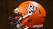 Dec 26, 2013; Detroit, MI, USA; Bowling Green Falcons helmet on the sideline during the Little Caesars Pizza Bowl against the Pittsburgh Panthers at Ford Field. Mandatory Credit: Rick Osentoski-Imagn Images