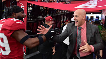 Sep 24, 2023; Glendale, Arizona, USA;  Arizona Cardinals General Manager Monti Ossenfort  celebrates