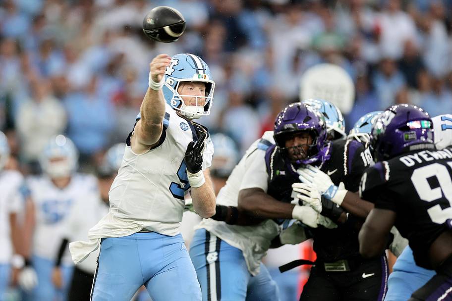 North Carolina quarterback Billy Edwards Jr. passes the ball against TCU in Week Zero.
