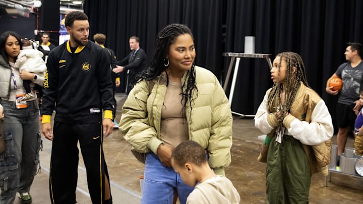 Golden State Warriors guard Stephen Curry (30) with wife Ayesha Curry.
