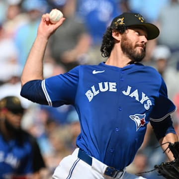 May 19, 2024; Toronto, Ontario, CAN;  Toronto Blue Jays relief pitcher Jordan Romano (68) delivers a pitch against the Tampa Bay Rays in the ninth inning at Rogers Centre.