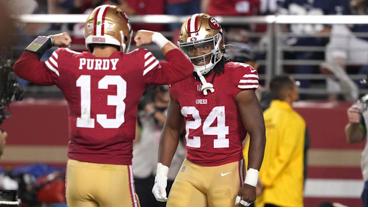 San Francisco 49ers teammates Jordan Mason, right, and Brock Purdy were both lightly recruited out of high school and unheralded out of college. 